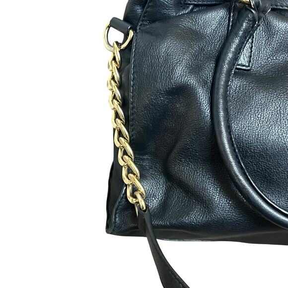 Michael Kors Black Leather Hamilton Moderne Large Satchel Bag Shoulder Tote - Picture 7 of 16